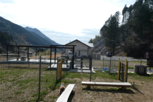 左側が広いドッグラン、右側が小さいドッグラン